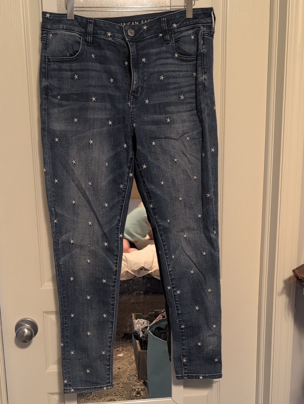 American Eagle Outfitters Dark Blue Star-Print Skinny Jeans